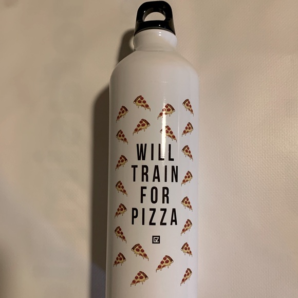 GAINZBOX Other - “WILL TRAIN FOR PIZZA” White Water Bottle! NEW in original plastic bag!